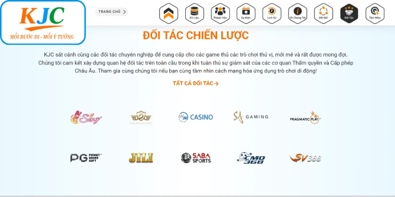 Các đối tác chiến lược của KJC mảng game thể thao